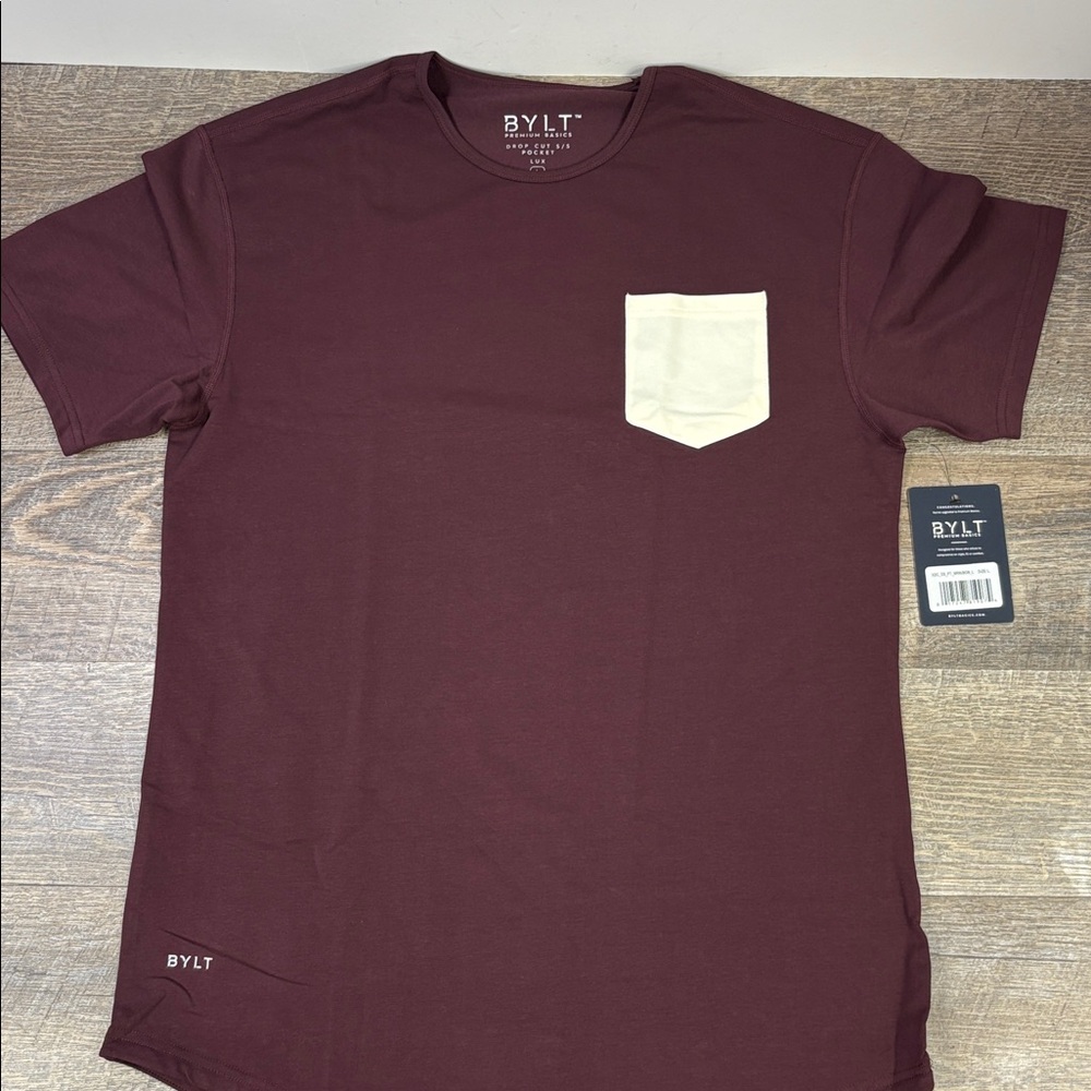 NEW BYLT Drop-Cut: LUX Pocket Maroon / Bone Size Large